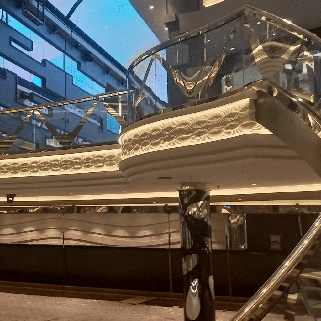 Ship stern under construction on scaffolding