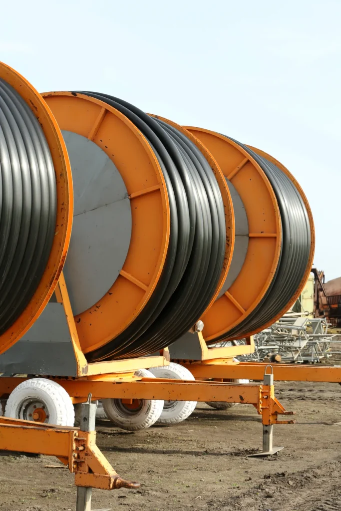 Cable drums on trailers at a site