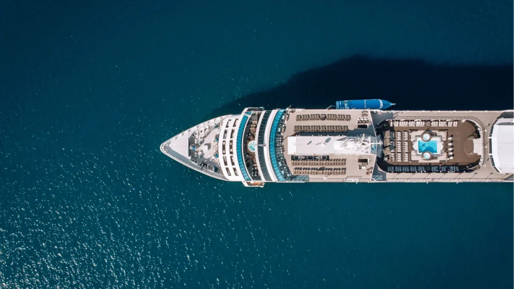 Cruise ship seen from above