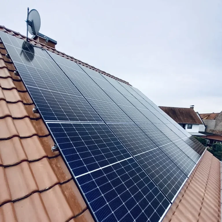 Solar panels installed on a tiled roof