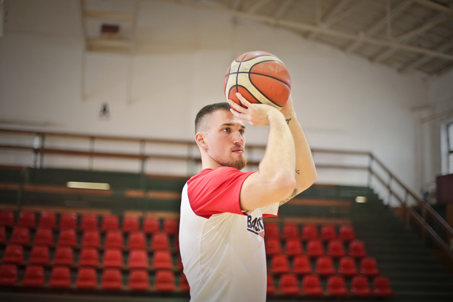 Colleague playing basketball