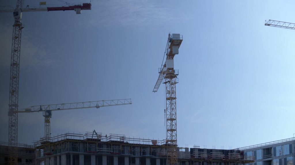 Construction crane at a building site